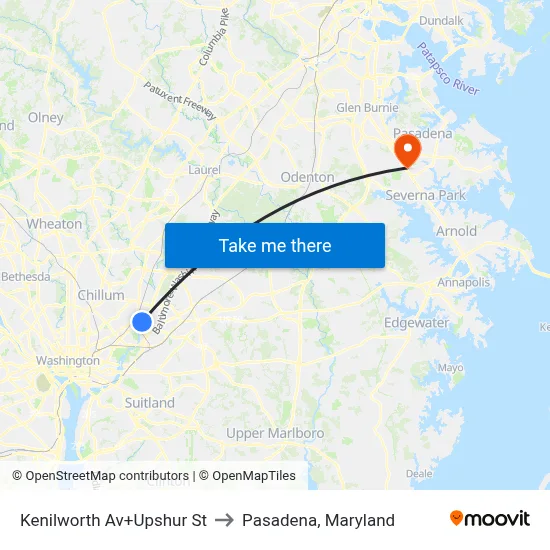 Kenilworth Av+Upshur St to Pasadena, Maryland map