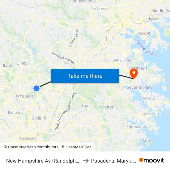 New Hampshire Av+Randolph Rd to Pasadena, Maryland map