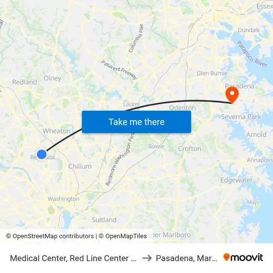 Medical Center, Red Line Center Platform to Pasadena, Maryland map