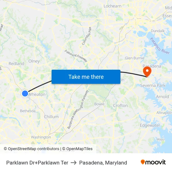 Parklawn Dr+Parklawn Ter to Pasadena, Maryland map