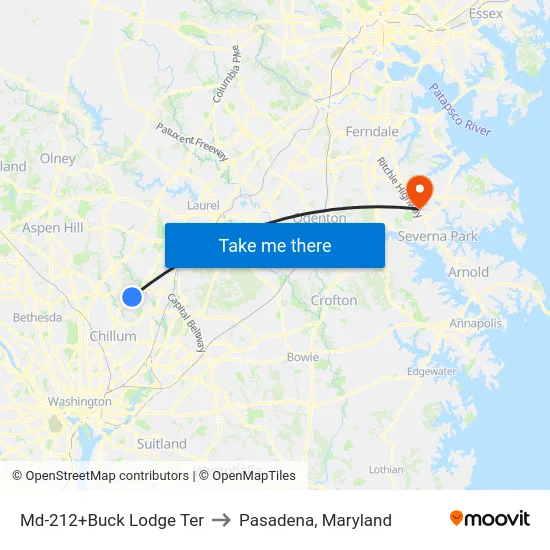 Md-212+Buck Lodge Ter to Pasadena, Maryland map