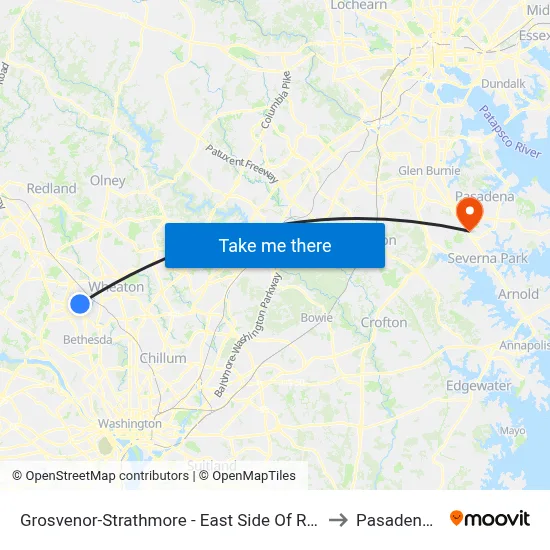 Grosvenor-Strathmore - East Side Of Rockville Pike Near Tuckerman Ln. to Pasadena, Maryland map