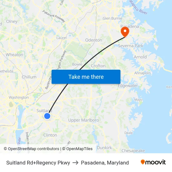 Suitland Rd+Regency Pkwy to Pasadena, Maryland map