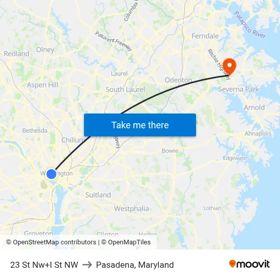 23 St Nw+I St NW to Pasadena, Maryland map