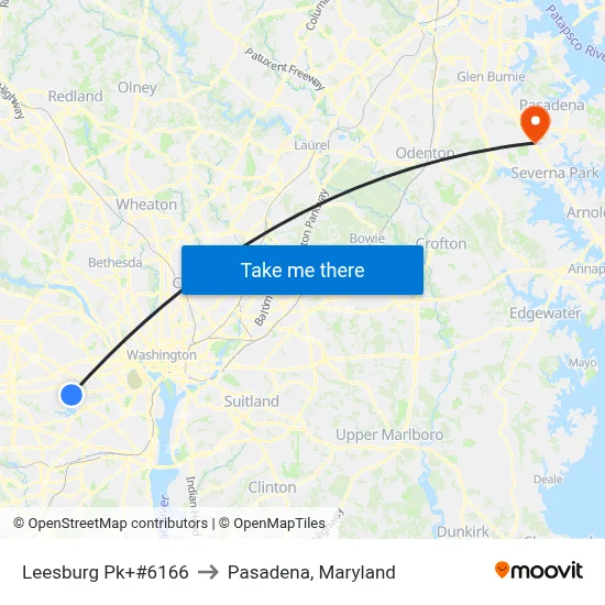 Leesburg Pk+#6166 to Pasadena, Maryland map