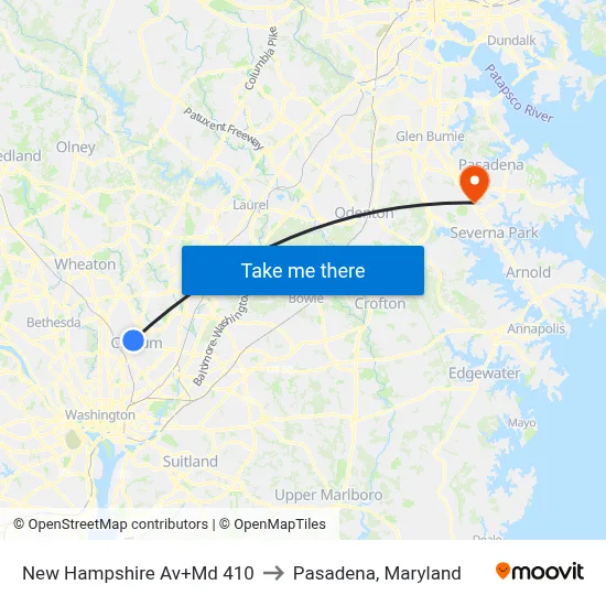 New Hampshire Av+Md 410 to Pasadena, Maryland map