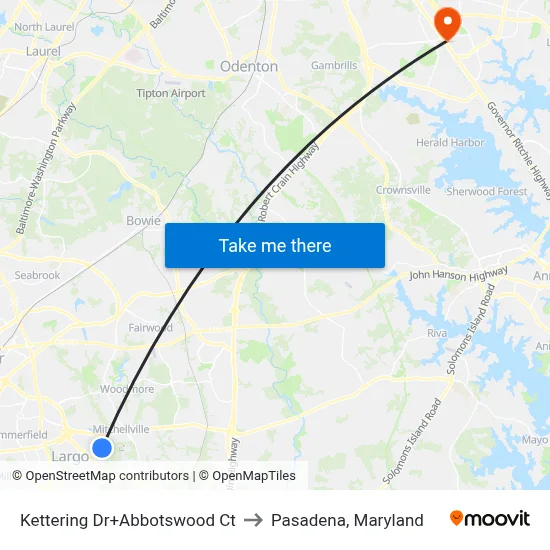 Kettering Dr+Abbotswood Ct to Pasadena, Maryland map