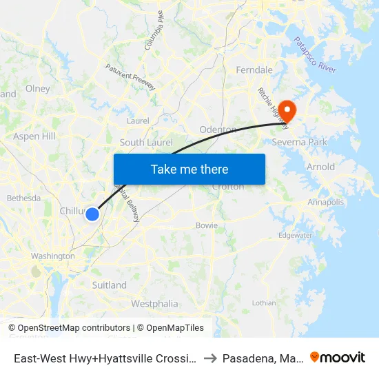 East-West Hwy+Hyattsville Crossing Entrance to Pasadena, Maryland map