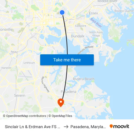 Sinclair Ln & Erdman Ave FS Eb to Pasadena, Maryland map