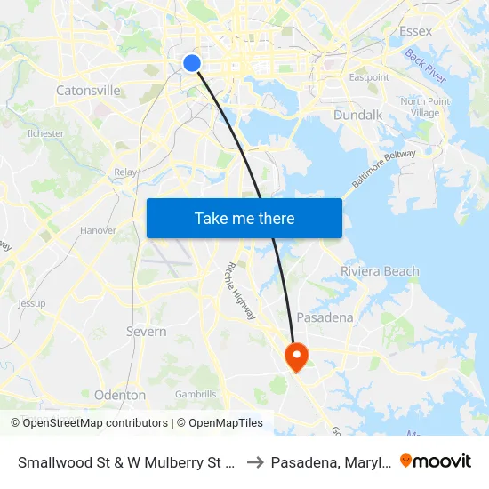 Smallwood St & W Mulberry St Sb Ns to Pasadena, Maryland map