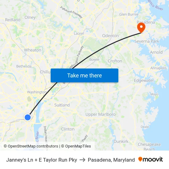 Janney's Ln + E Taylor Run Pky to Pasadena, Maryland map