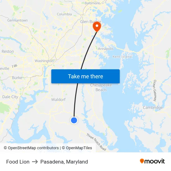 Food Lion to Pasadena, Maryland map