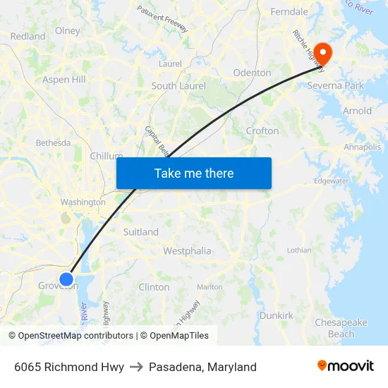 6065 Richmond Hwy to Pasadena, Maryland map