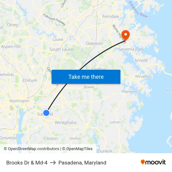 Brooks Dr & Md-4 to Pasadena, Maryland map