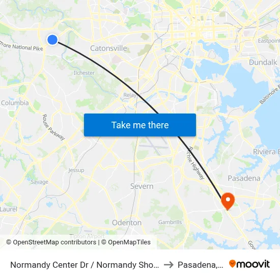 Normandy Center Dr / Normandy Shopping Center (Northbound) to Pasadena, Maryland map