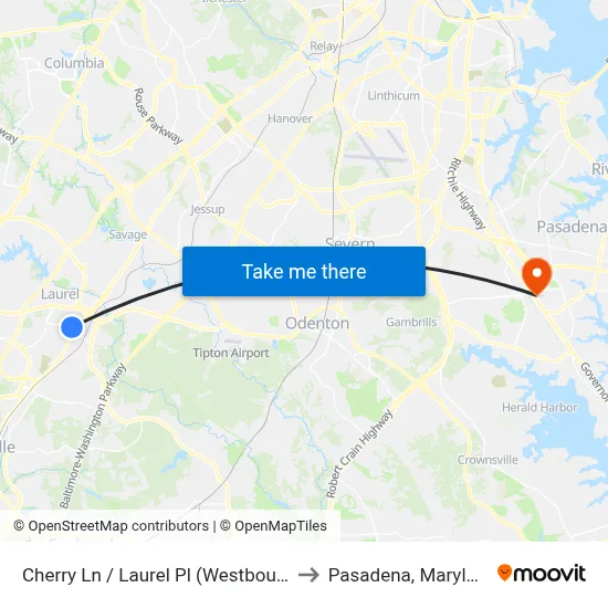 Cherry Ln / Laurel Pl (Westbound) to Pasadena, Maryland map