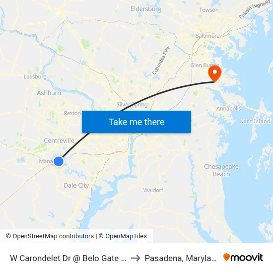 W Carondelet Dr @ Belo Gate Dr to Pasadena, Maryland map