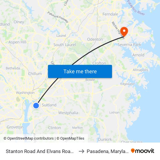 Stanton Road And Elvans Road SE to Pasadena, Maryland map