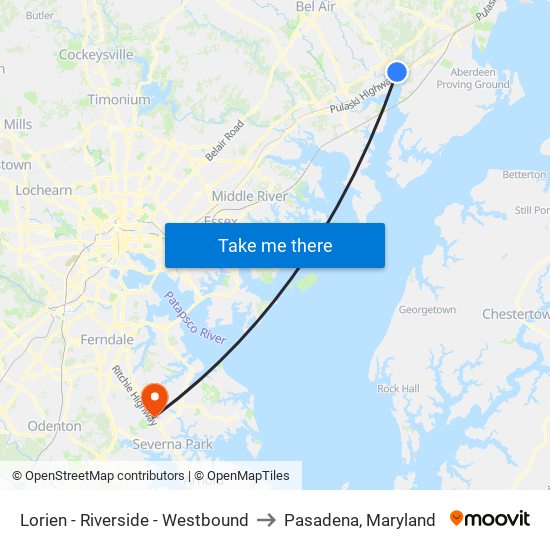 Lorien - Riverside - Westbound to Pasadena, Maryland map