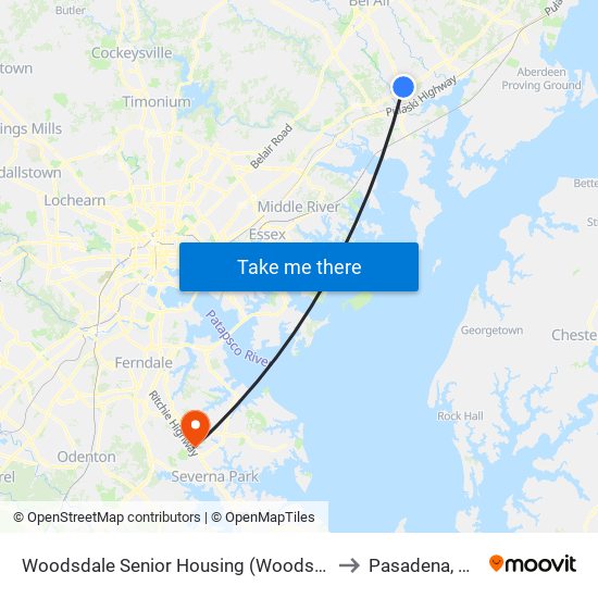 Woodsdale Senior Housing (Woodsdale Rd & Penny Ln) to Pasadena, Maryland map