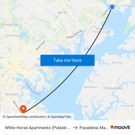 White Horse Apartments  (Pulaski Hwy/Us 40) to Pasadena, Maryland map