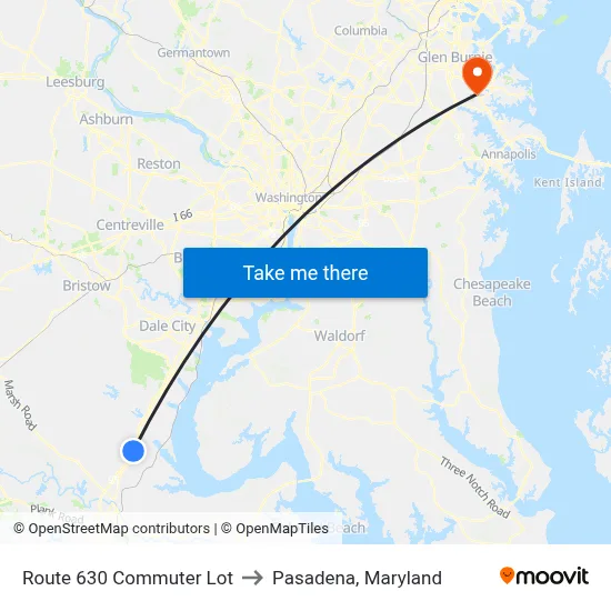 Route 630 Commuter Lot to Pasadena, Maryland map