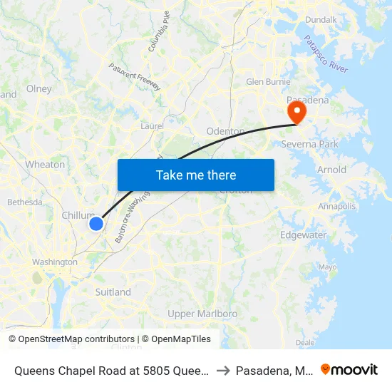 Queens Chapel Road at 5805 Queens Chapel Road to Pasadena, Maryland map