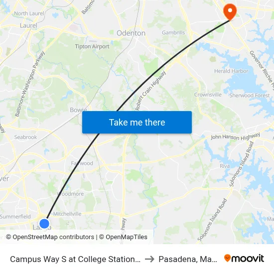 Campus Way S at College Station Dr (Pgcc) to Pasadena, Maryland map