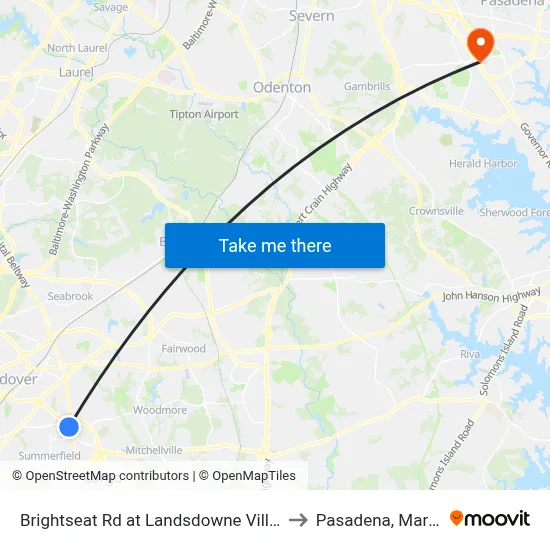 Brightseat Rd at Landsdowne Village Apts to Pasadena, Maryland map
