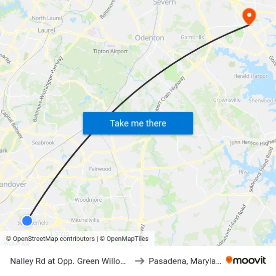 Nalley Rd at Opp. Green Willow Ct to Pasadena, Maryland map