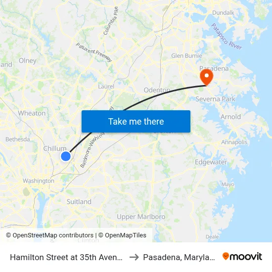 Hamilton Street at 35th Avenue to Pasadena, Maryland map