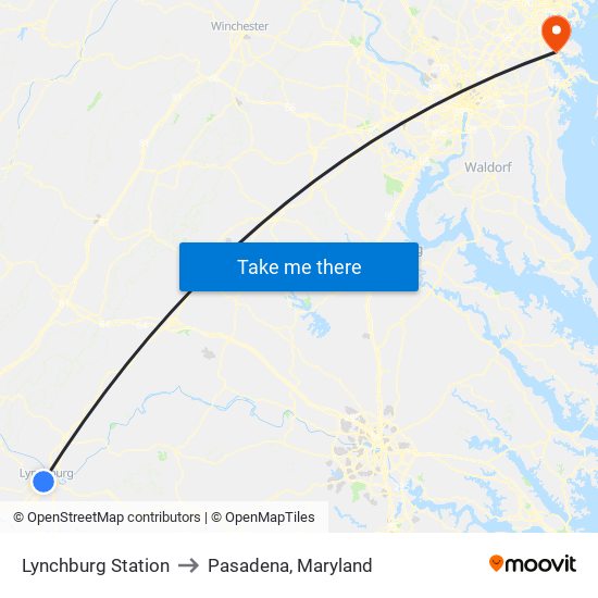 Lynchburg Station to Pasadena, Maryland map