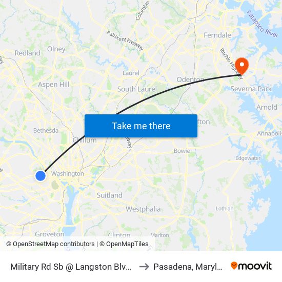 Military Rd Sb @ Langston Blvd Ns to Pasadena, Maryland map