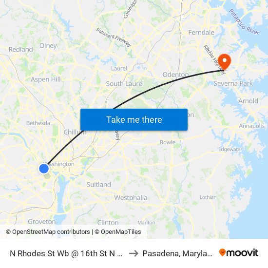 N Rhodes St Sb @ 16th St N FS to Pasadena, Maryland map