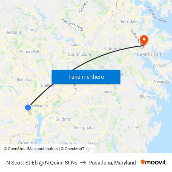 N Scott St Eb @ N Quinn St Ns to Pasadena, Maryland map