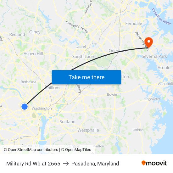 Military Rd Nb at 2665 to Pasadena, Maryland map