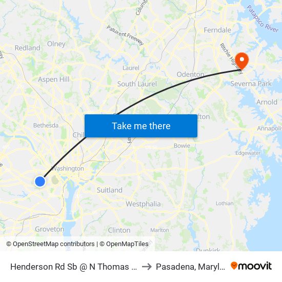 Henderson Rd Sb @ N Thomas St FS to Pasadena, Maryland map