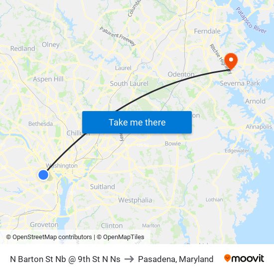 N Barton St Nb @ 9th St N Ns to Pasadena, Maryland map