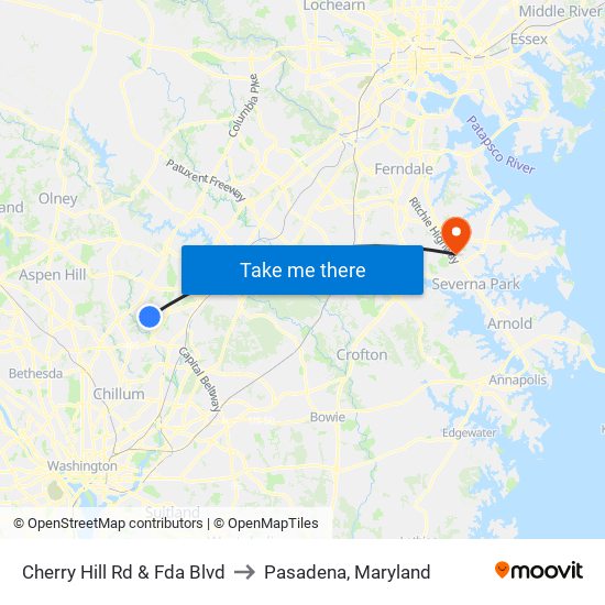 Cherry Hill Rd & Fda Blvd to Pasadena, Maryland map