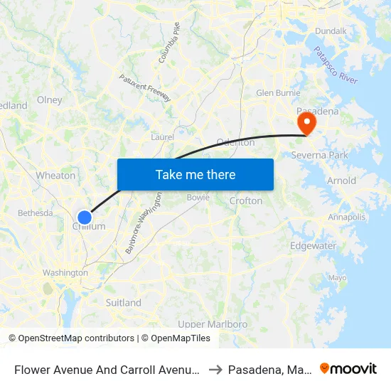 Flower Avenue And Carroll Avenue (Inbound) to Pasadena, Maryland map