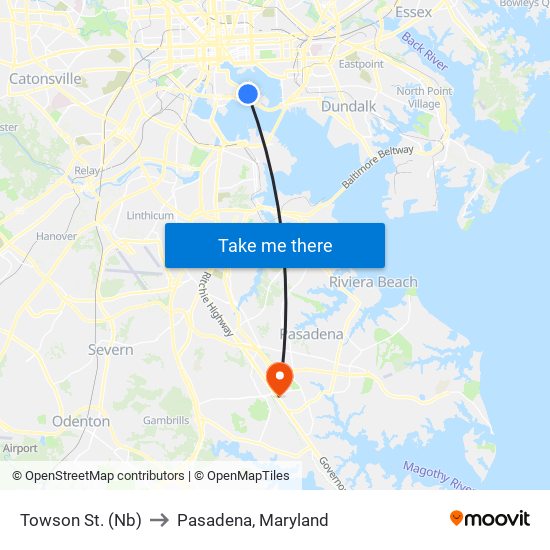 Towson St. (Nb) to Pasadena, Maryland map