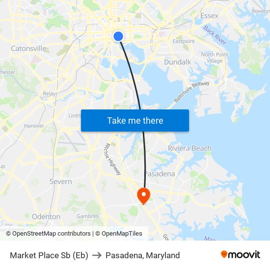 Market Place Sb (Eb) to Pasadena, Maryland map