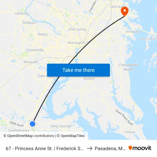 67 - Princess Anne St. | Frederick St. (Train Station) to Pasadena, Maryland map