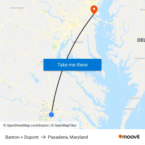 Banton + Dupont to Pasadena, Maryland map