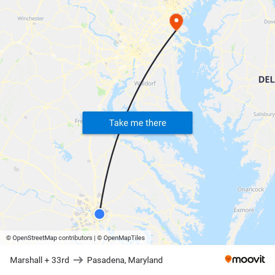 Marshall + 33rd to Pasadena, Maryland map