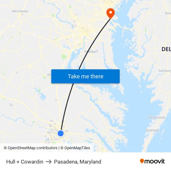 Hull + Cowardin to Pasadena, Maryland map