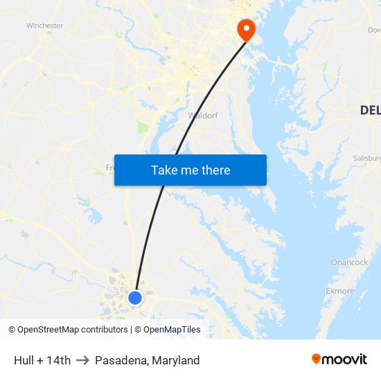 Hull + 14th to Pasadena, Maryland map