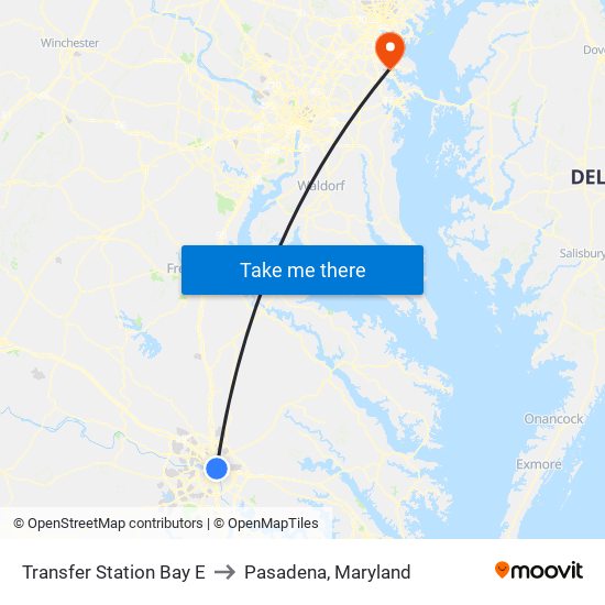 Transfer Station Bay E to Pasadena, Maryland map