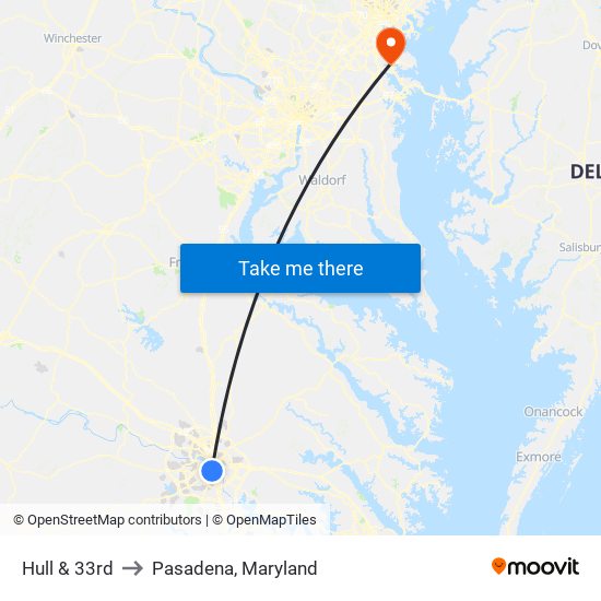 Hull & 33rd to Pasadena, Maryland map