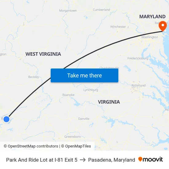 Park And Ride Lot at I-81 Exit 5 to Pasadena, Maryland map